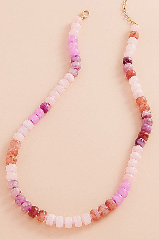Portia - Pink beaded necklace