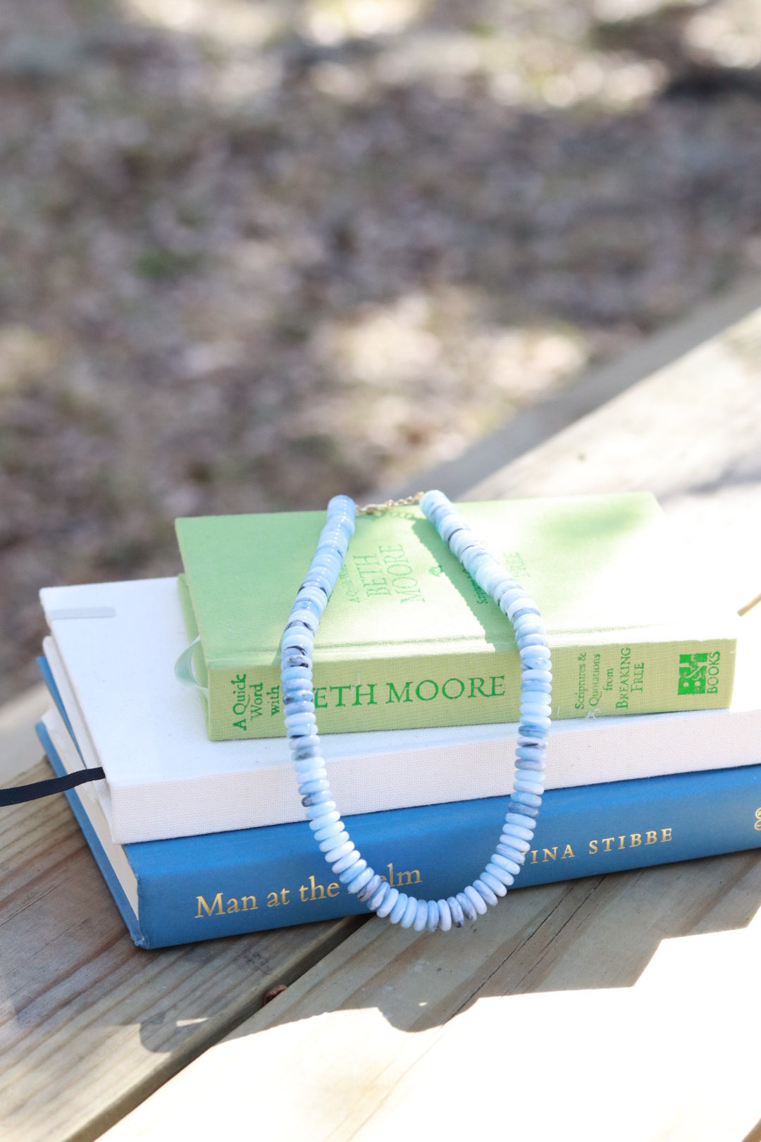 Blue Speckled Disc Necklace