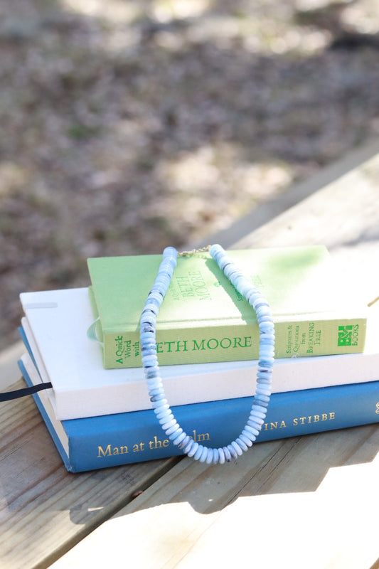 Blue Speckled Disc Necklace