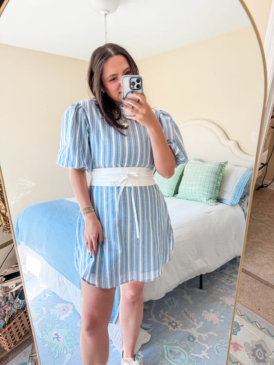 Ella Striped Puff Sleeve Dress