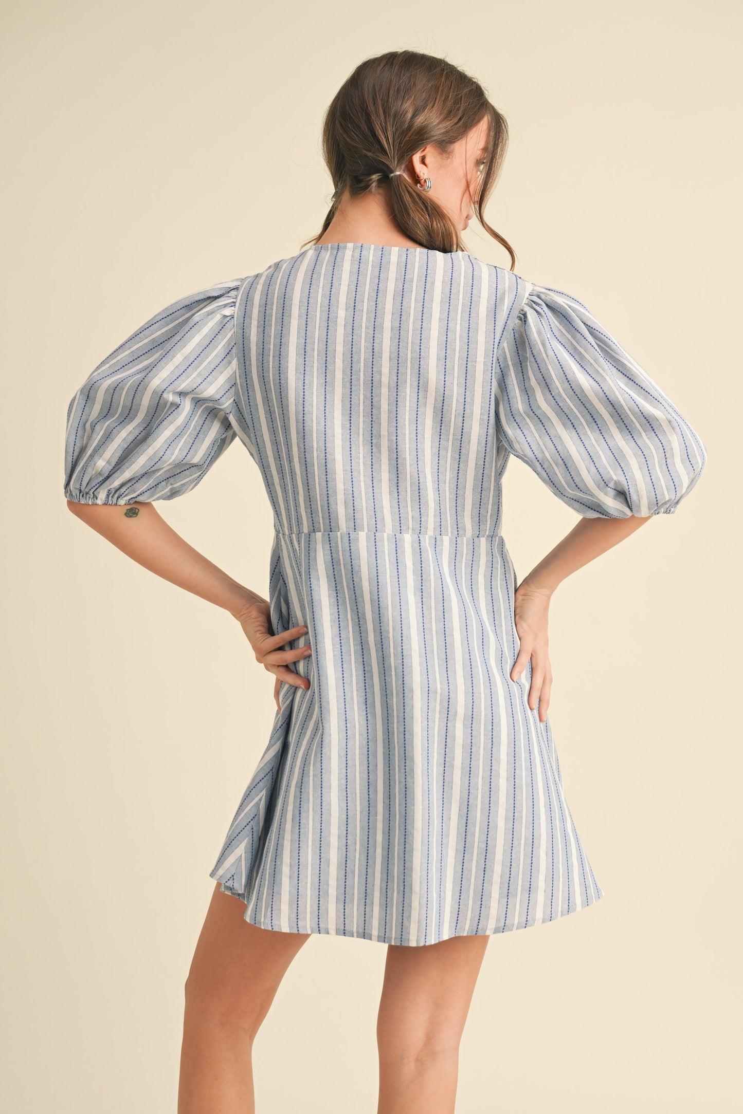 Ella Striped Puff Sleeve Dress