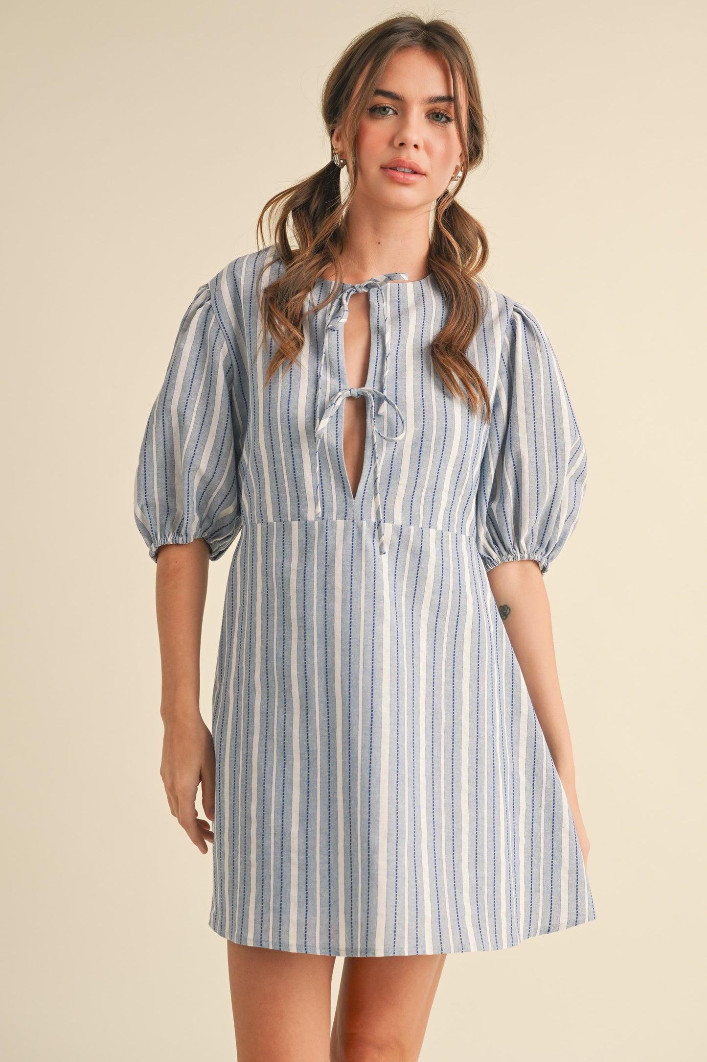 Ella Striped Puff Sleeve Dress