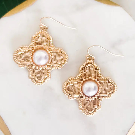 Pearl Gold Dangle Earrings