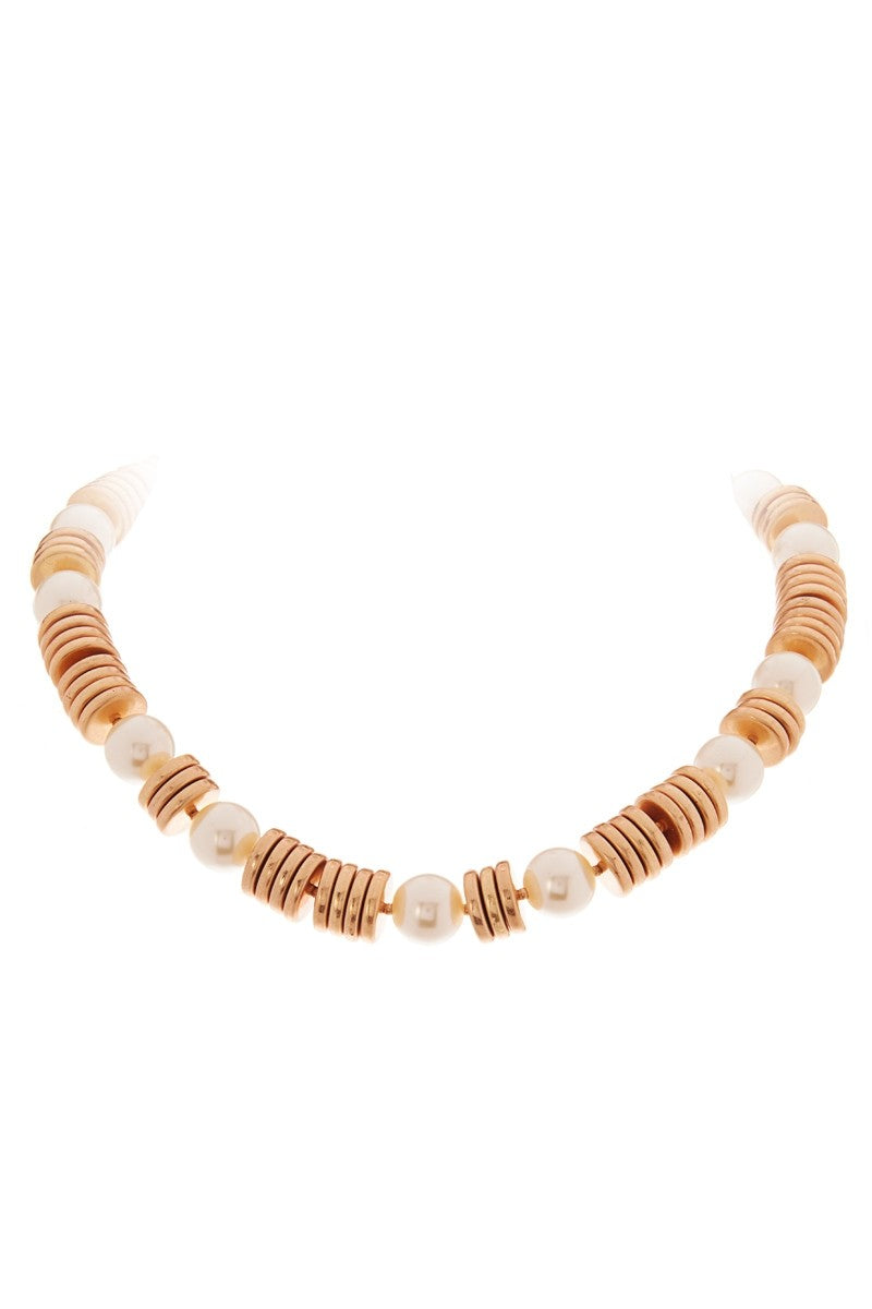 Pearl & Gold Disc Necklace